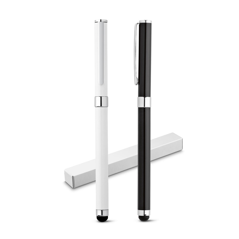 Touch. Caneta Roller em Metal com Corpo Brilhante e Escrita em Preto
