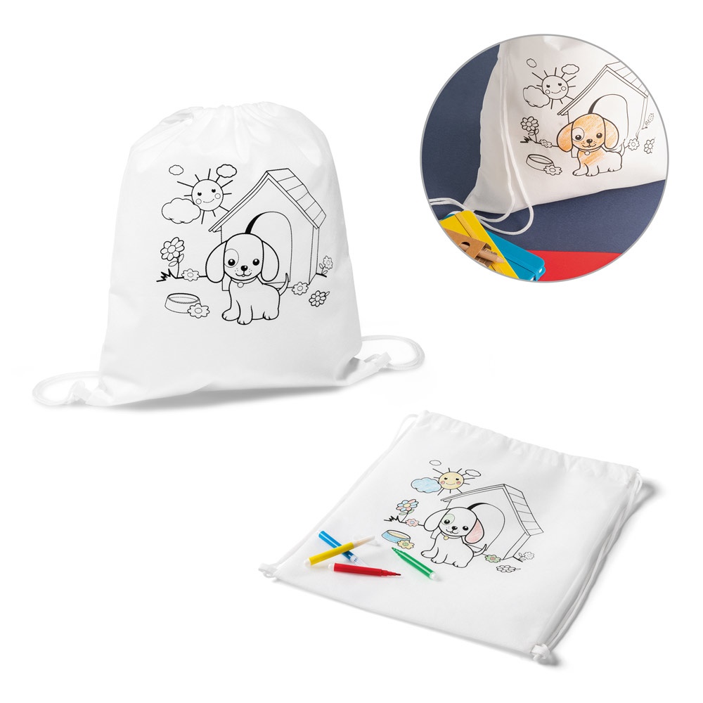 Baloo. Sacola Tipo Mochila para Colorir em Non-woven (80 G/m²)