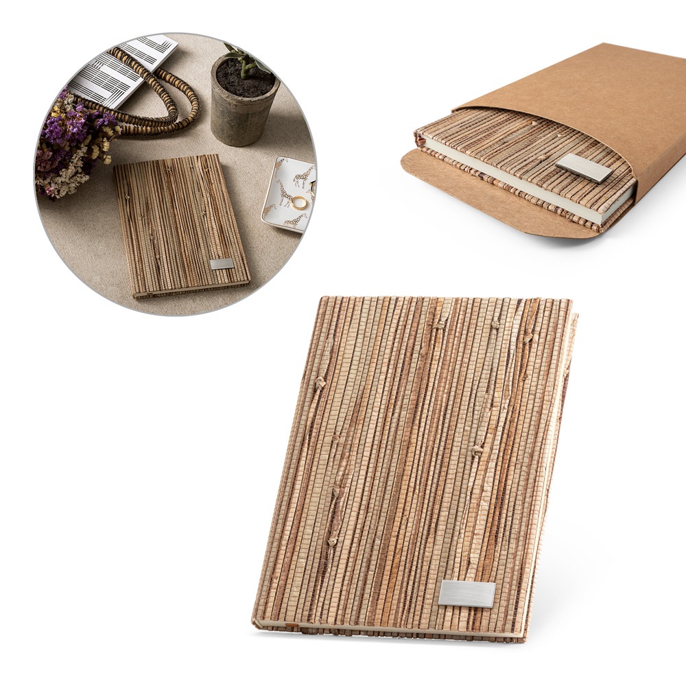 Neruda Ii. Caderno A5 de Capa Dura em Palha Natural com Páginas Pautadas Recicladas