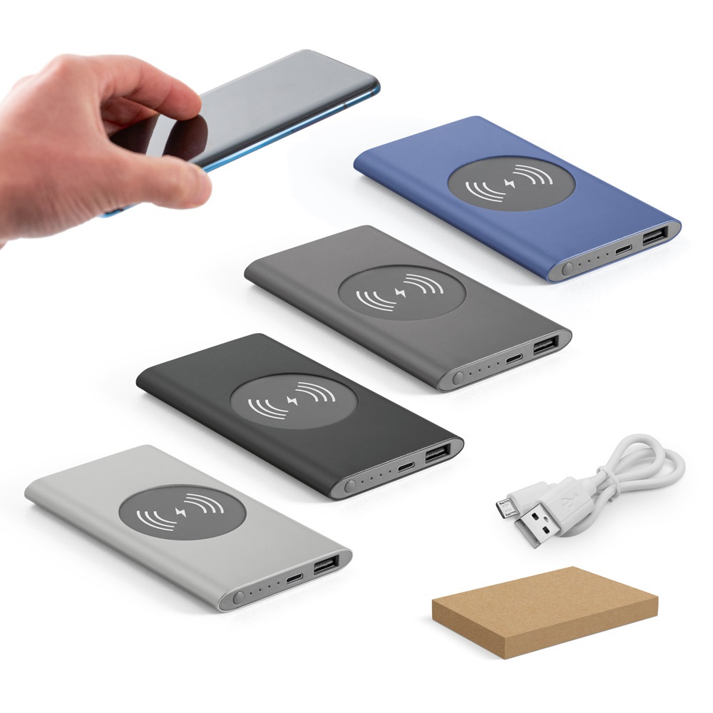 Cassini 4'0. Bateria Portátil com Carregador Por Indução em Alumínio 100% Reciclado (4'000 Mah)