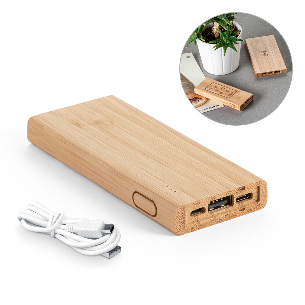 Kohn 5'0. Bateria Portátil em Bambu (5'000 Mah)