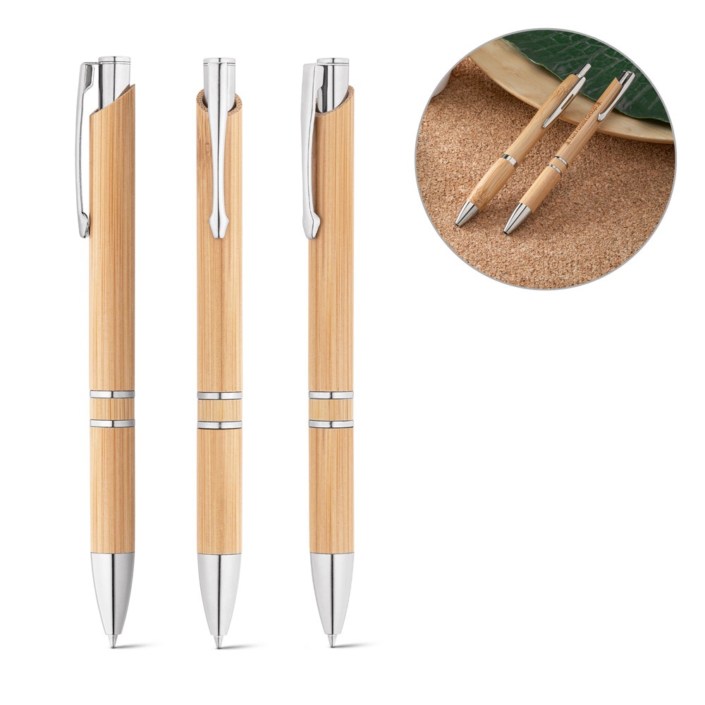 Beta Bamboo. Caneta Esferográfica em Bambu com Escrita em Azul