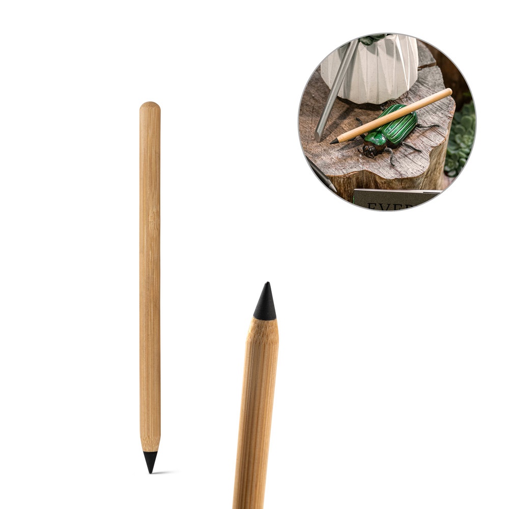 Infinity. Caneta Sem Tinta em Bambu com Ponta de Liga Metálica