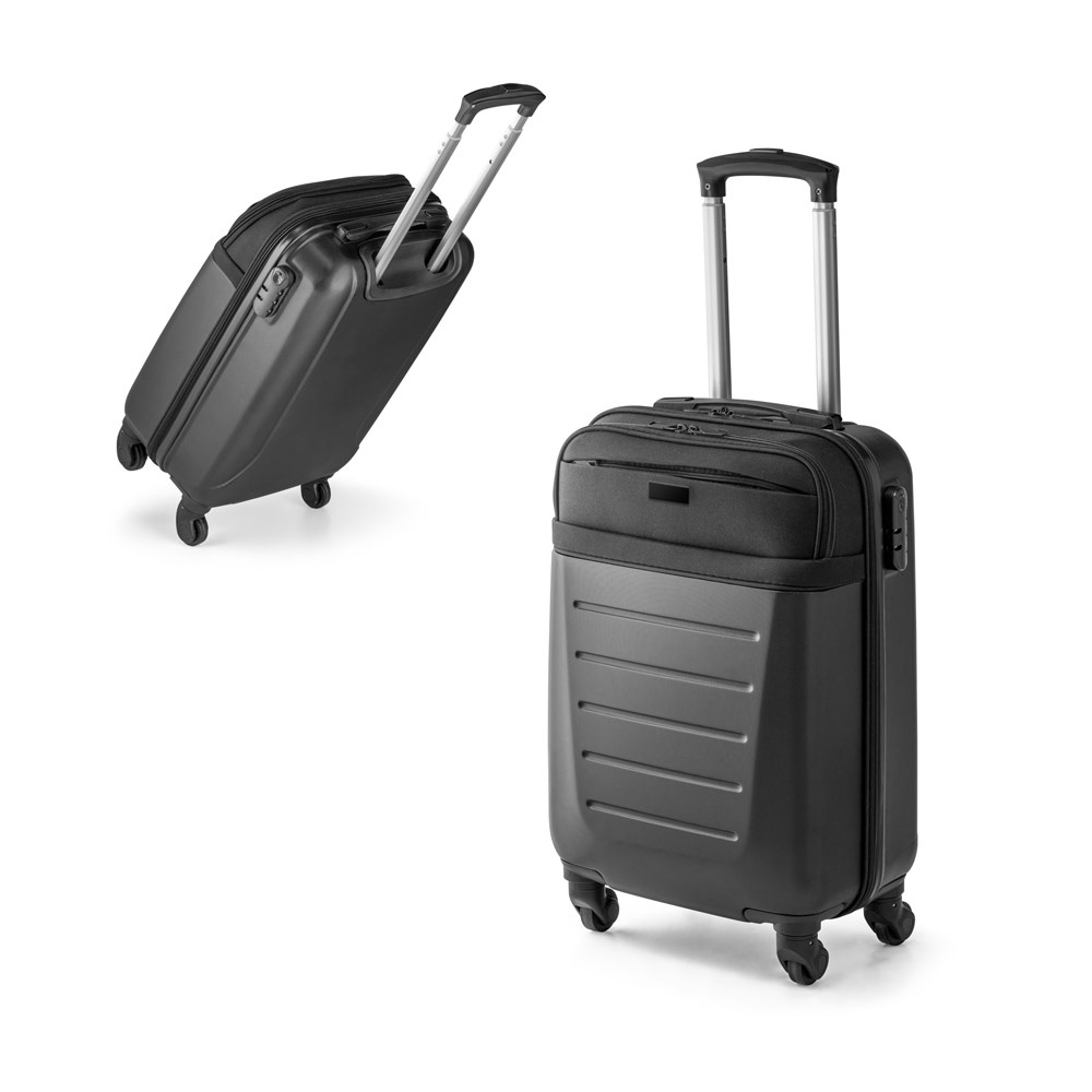 Coimbra. Mala de Viagem Executivo em Abs e 600d com 4 Rodas Duplas e Interior Forrado (33 L)