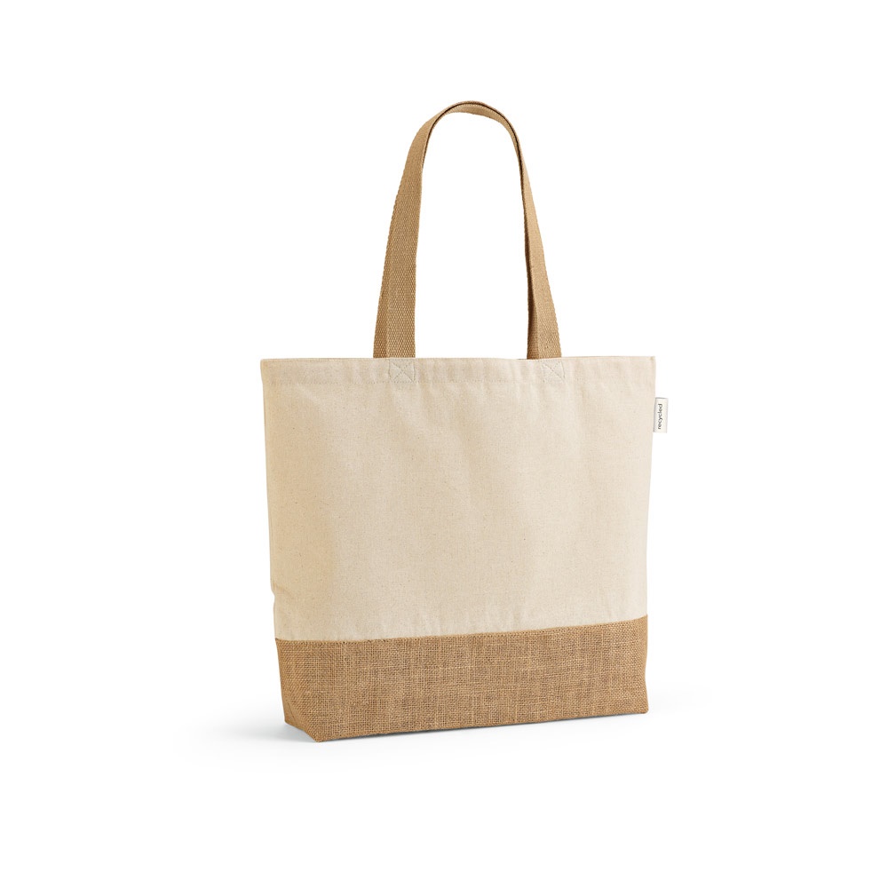 Maldivas Casual. Sacola em 70% Algodão Reciclado e 30% Poliéster Reciclado (220 G/m²) com Base em Juta