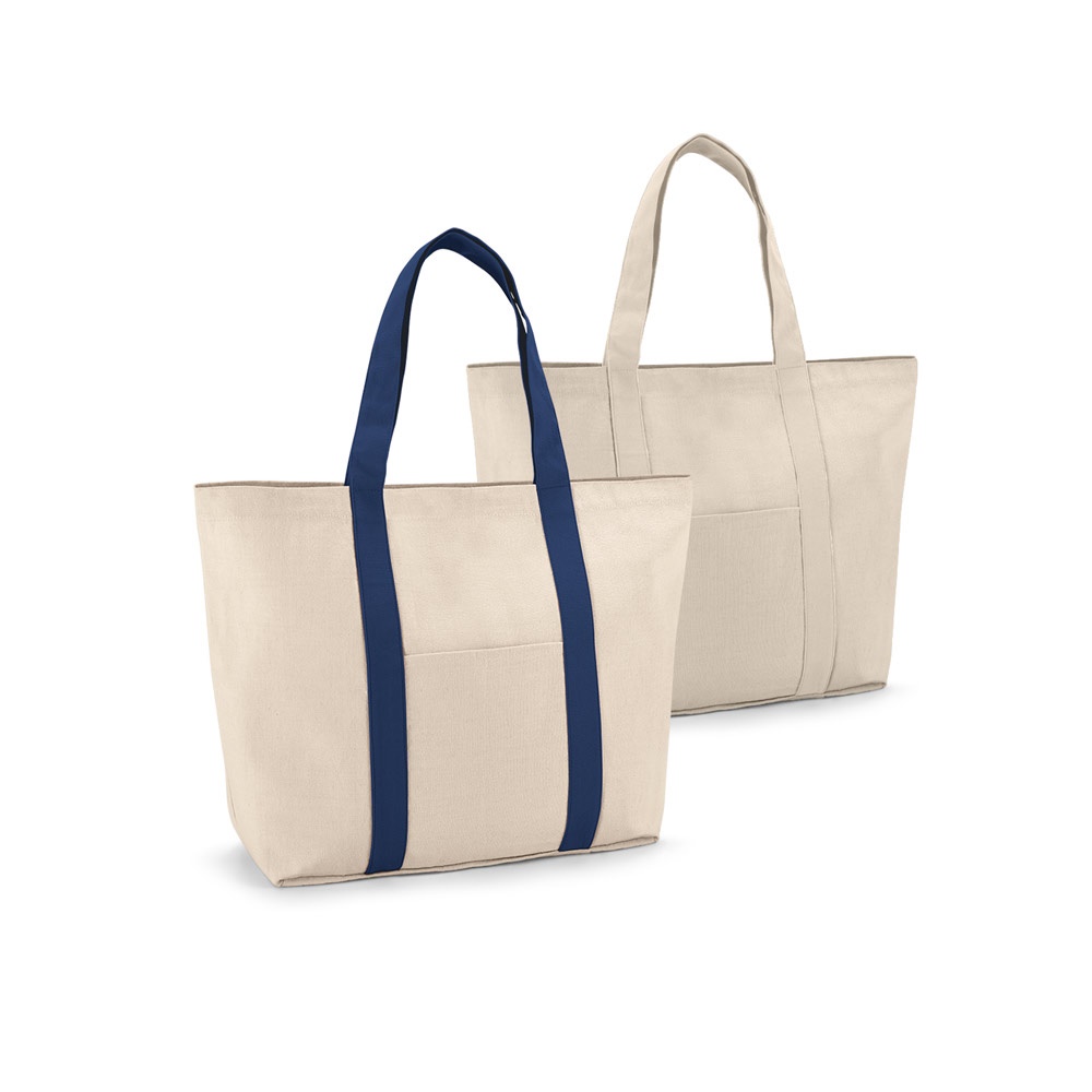 Ville. Sacola 100% Algodão Canvas (280 G/m²) com Bolso Frontal, Bolso Interior e Fecho Magnético