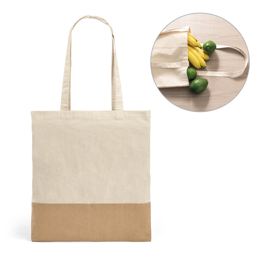 Mercat. Sacola 100% Algodão (160 G/m²) com Detalhes em Imitação de Juta