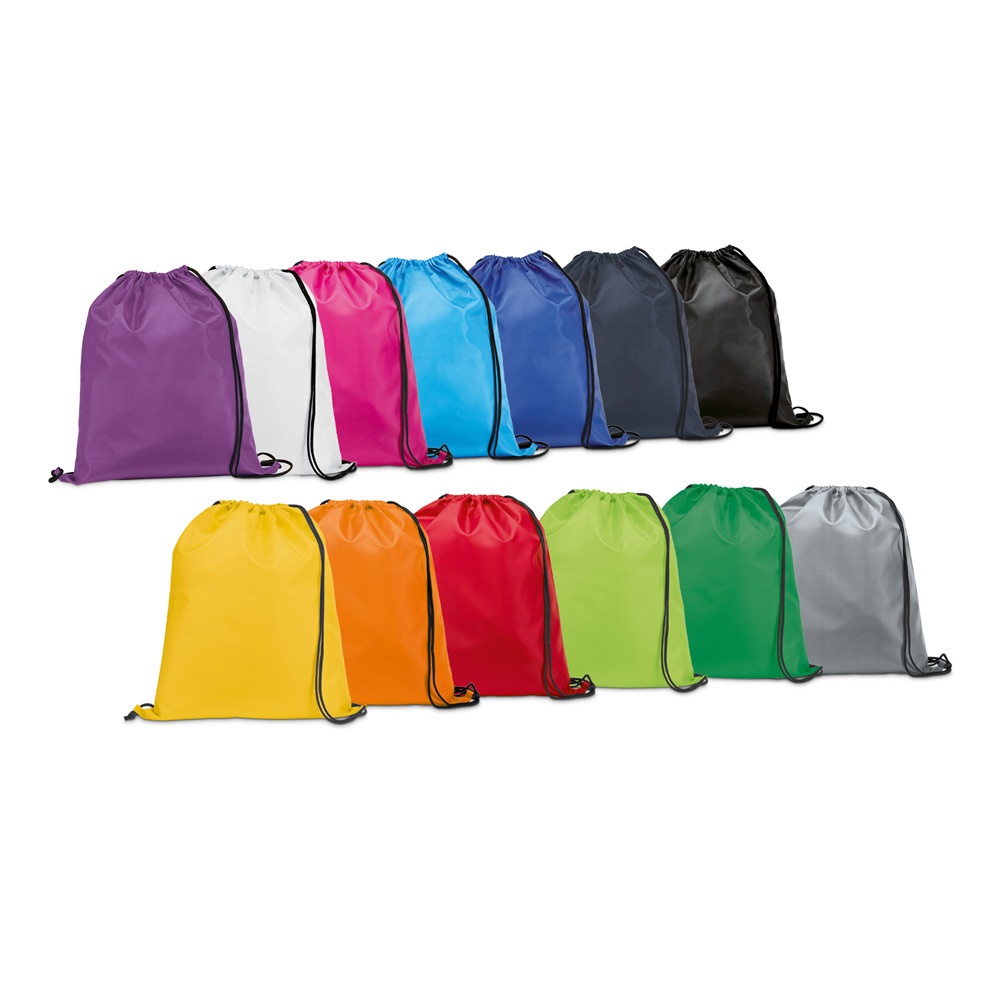 Carnaby. Sacola Tipo Mochila em 210d com Cordões em Preto