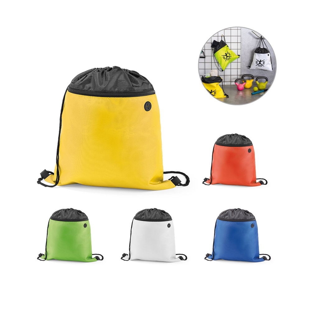 Colmar. Sacola Tipo Mochila em 210d com Bolso Frontal com Zíper e Saída para Fones