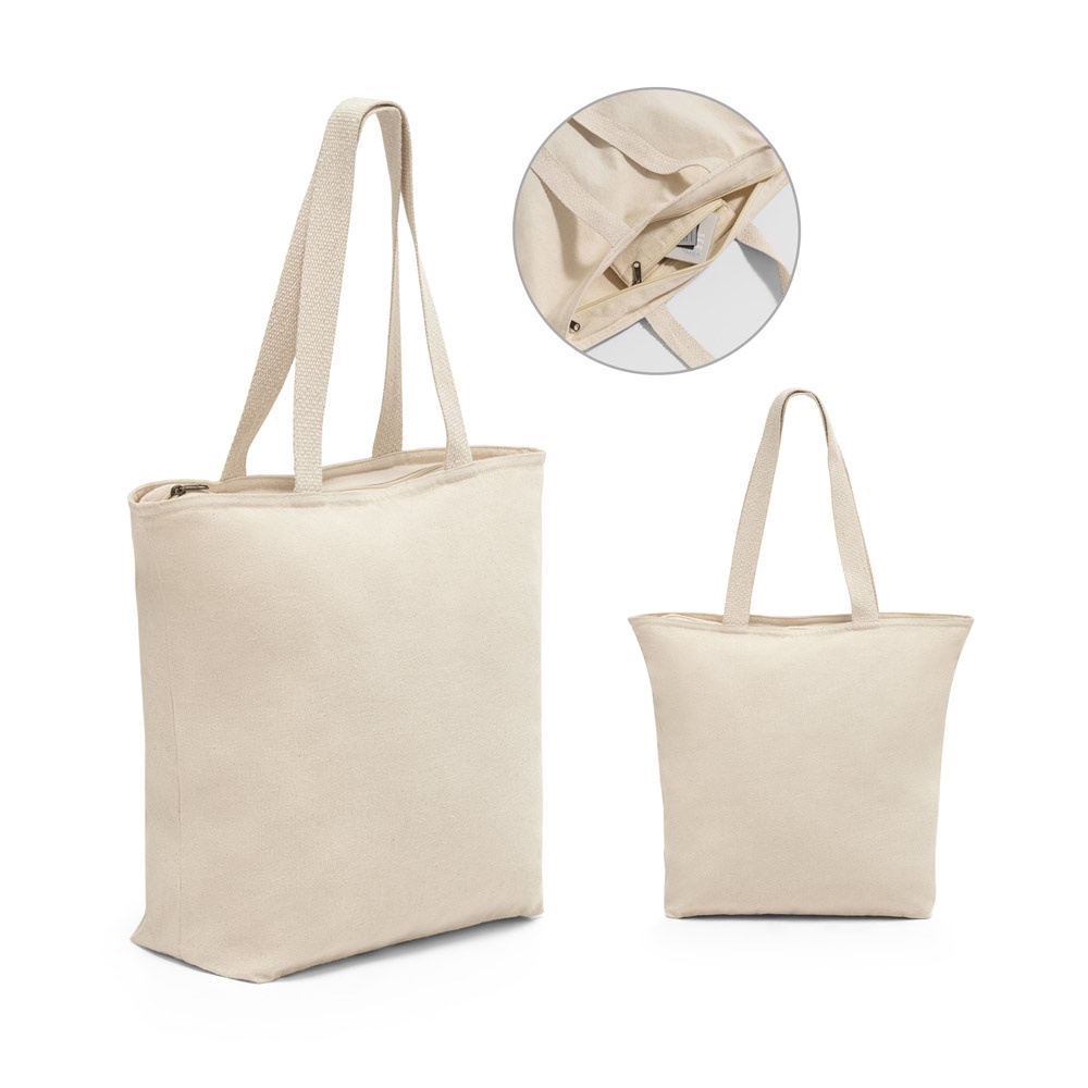 Hackney. Sacola 100% Algodão (280 G/m²) com Fecho e Bolso Interior