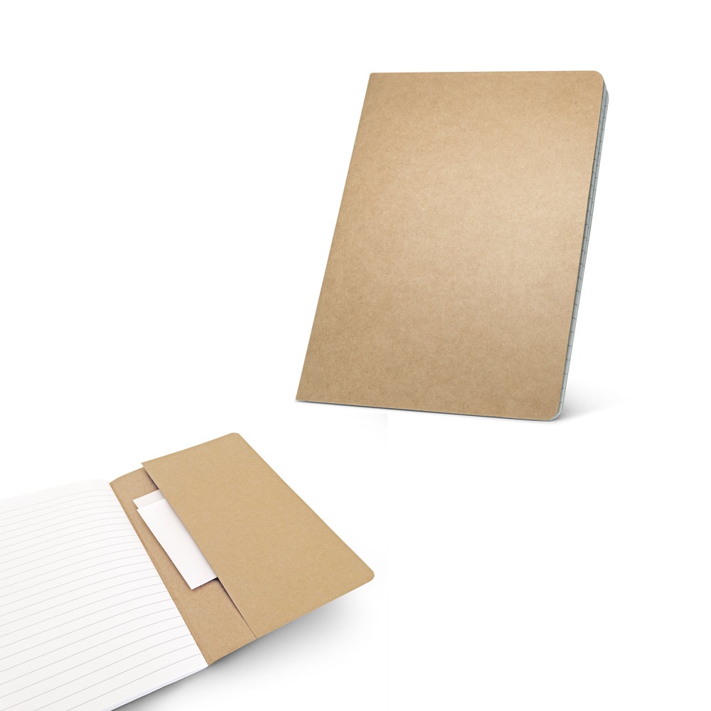Kostova. Caderno A5 de Capa Flexível em Cartão Kraft 100% Reciclado, com Páginas Pautadas