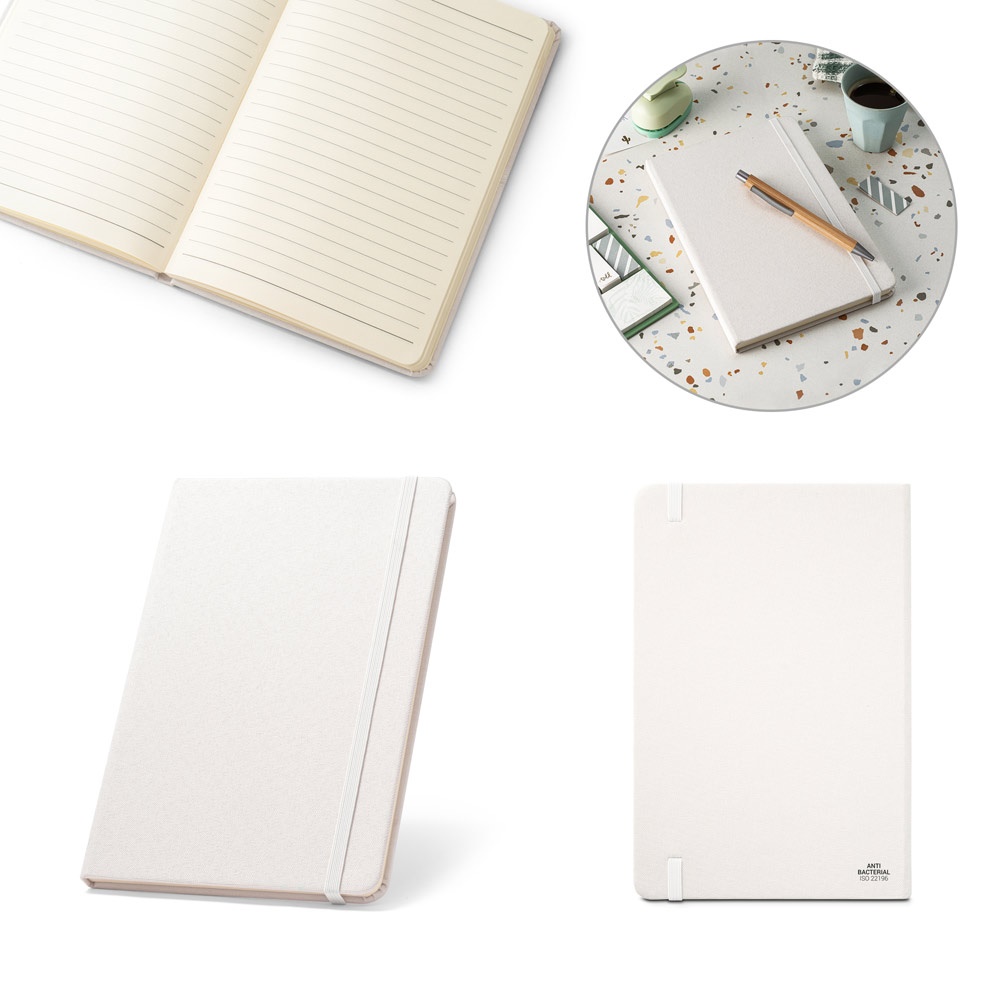 Mondrian. Caderno A5 de Capa Dura em Poliéster 100% Reciclado, com Tratamento Antibacteriano e Páginas Pautadas