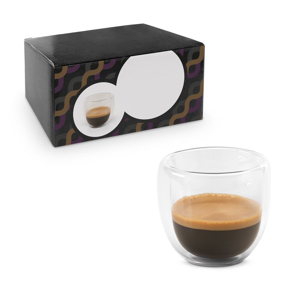 Expresso. Conjunto de Café em Vidro Borossilicato, com 2 Copos de Parede Dupla Isolada a Ar (75 Ml)