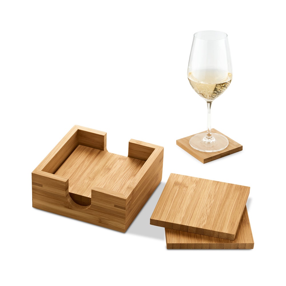 Gauthier. Conjunto de 4 Porta Copos em Bambu
