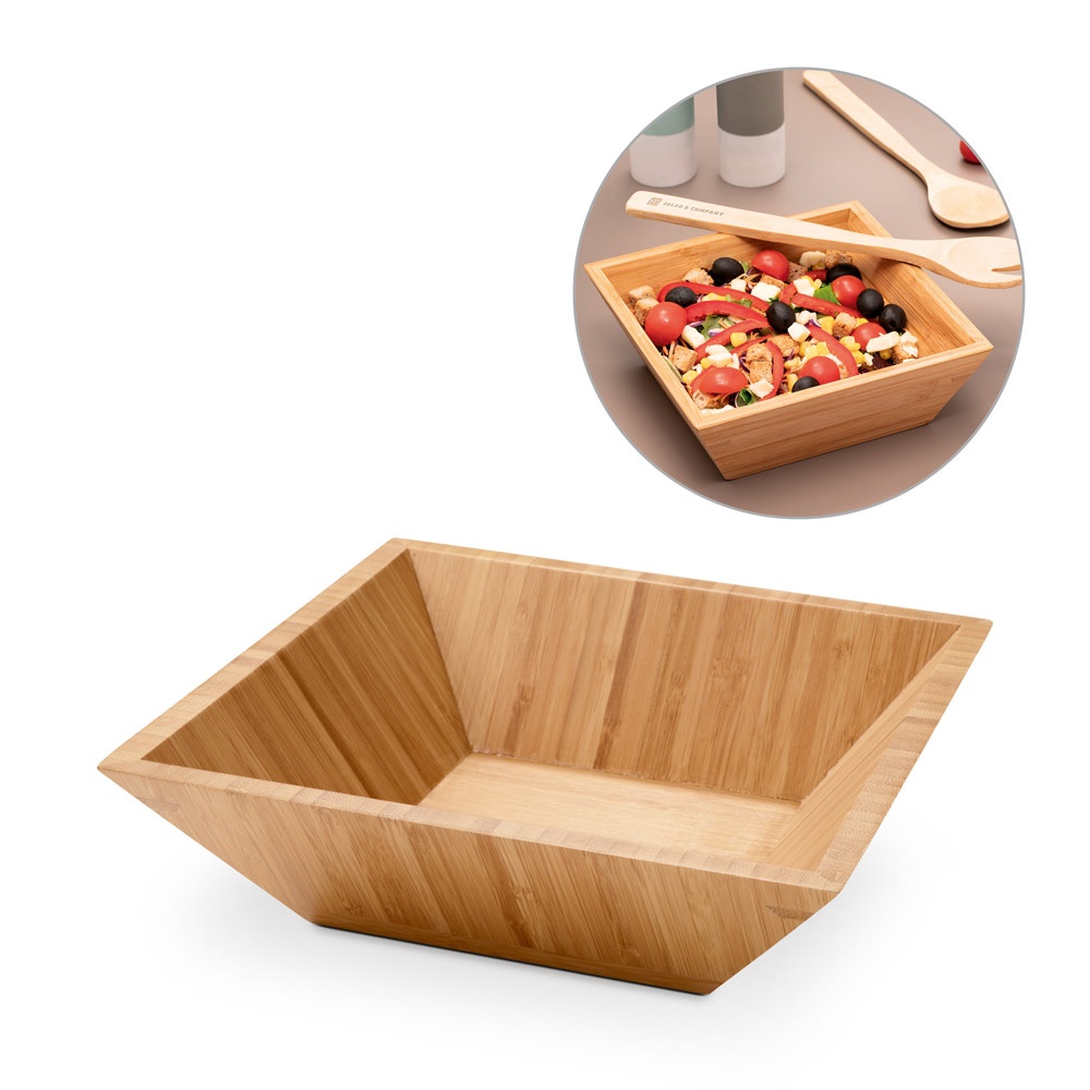 Pepper. Saladeira em Bambu em Formato Quadrado