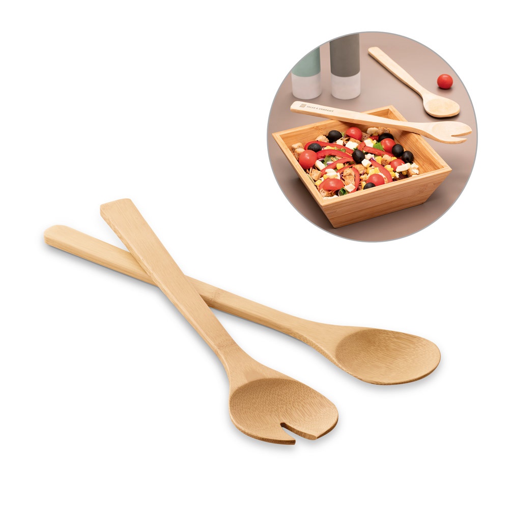 Salvy. Conjunto de 2 Talheres para Salada em Bambu