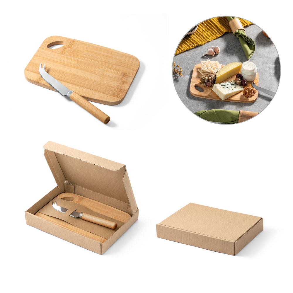 Cappero. Conjunto de Tábua de Corte e Pequena Faca de Queijo em Bambu