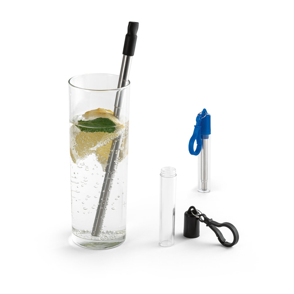 Zamba. Conjunto de Canudo em Aço Inox e Escova de Limpeza