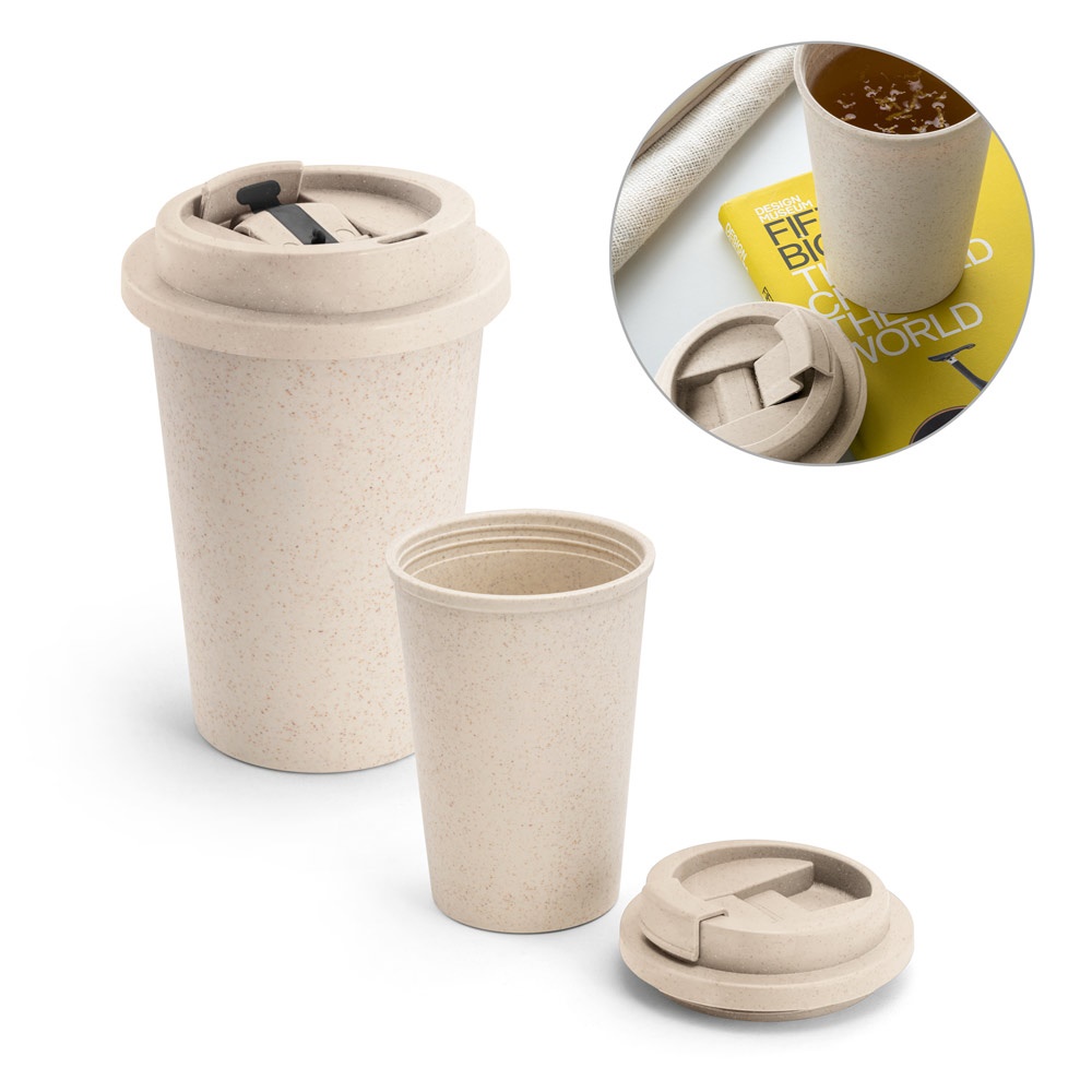 Toffa. Copo de Viagem em Fibra de Bambu (60%) e Pp (40%) com Tampa Flip Top (380 Ml)