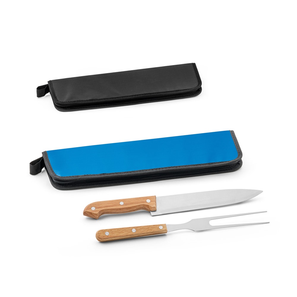 Cubat. Kit Churrasco em Estojo de 210d com 2 Utensílios em Aço Inox e Madeira Seringueira