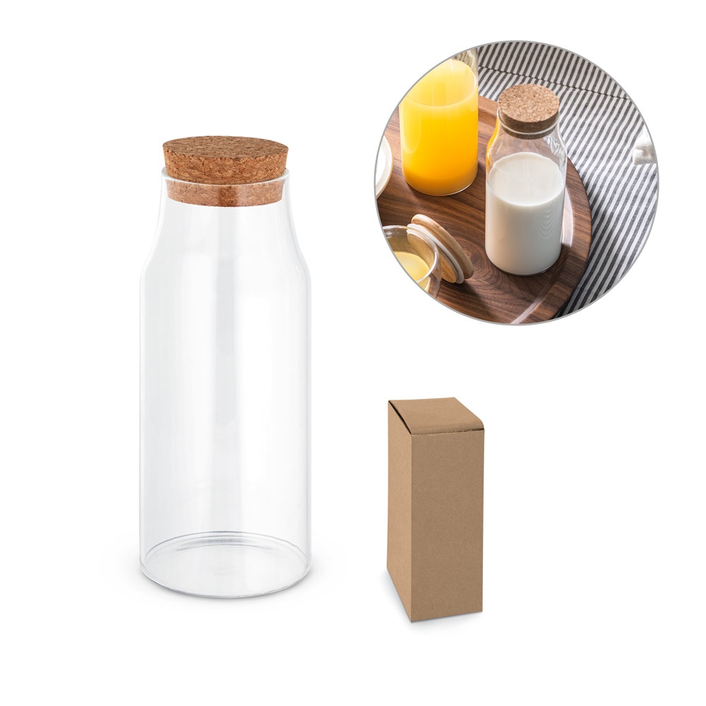 Jasmin 800. Garrafa em Vidro Borosilicato com Tampa de Cortiça 800 Ml