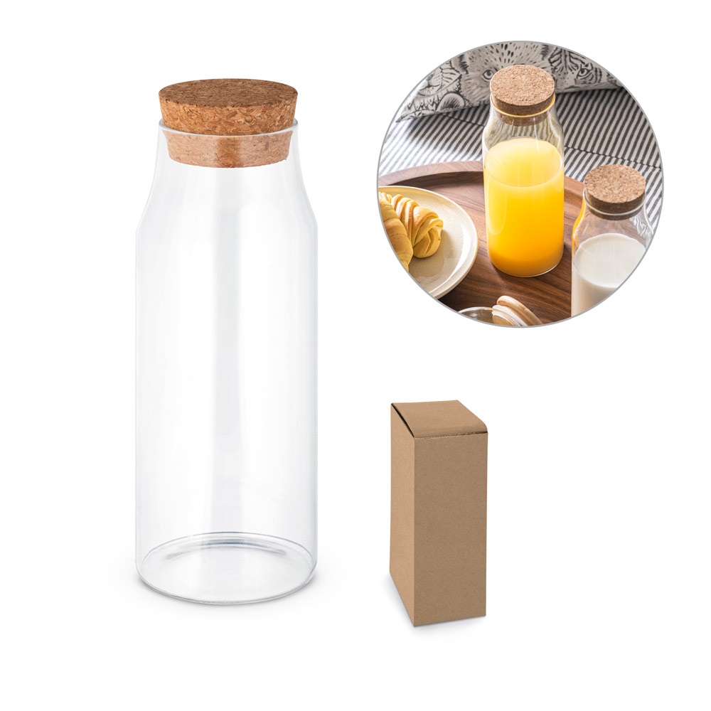 Jasmin 1000. Garrafa em Vidro Borosilicato com Tampa em Cortiça 1 L