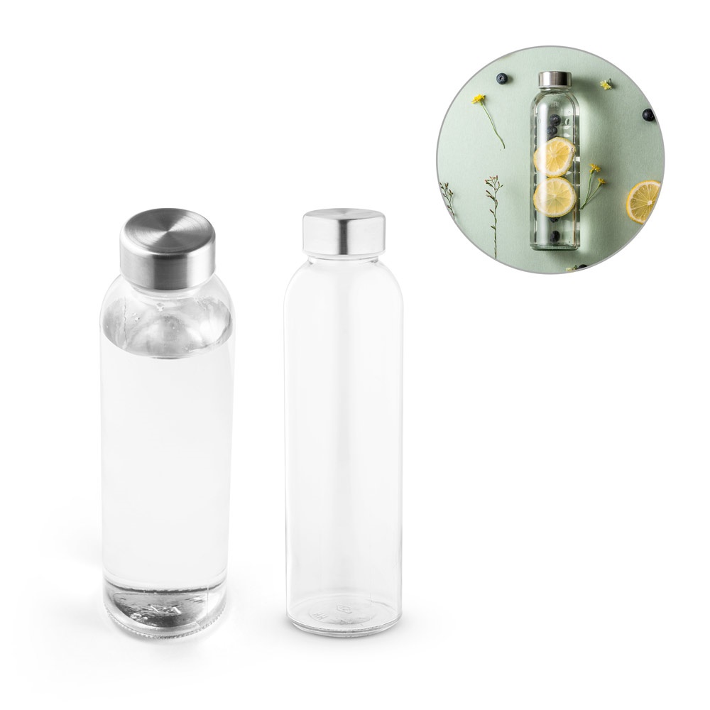 Soler. Squeeze em Vidro com Tampa em Aço Inox (500 Ml)
