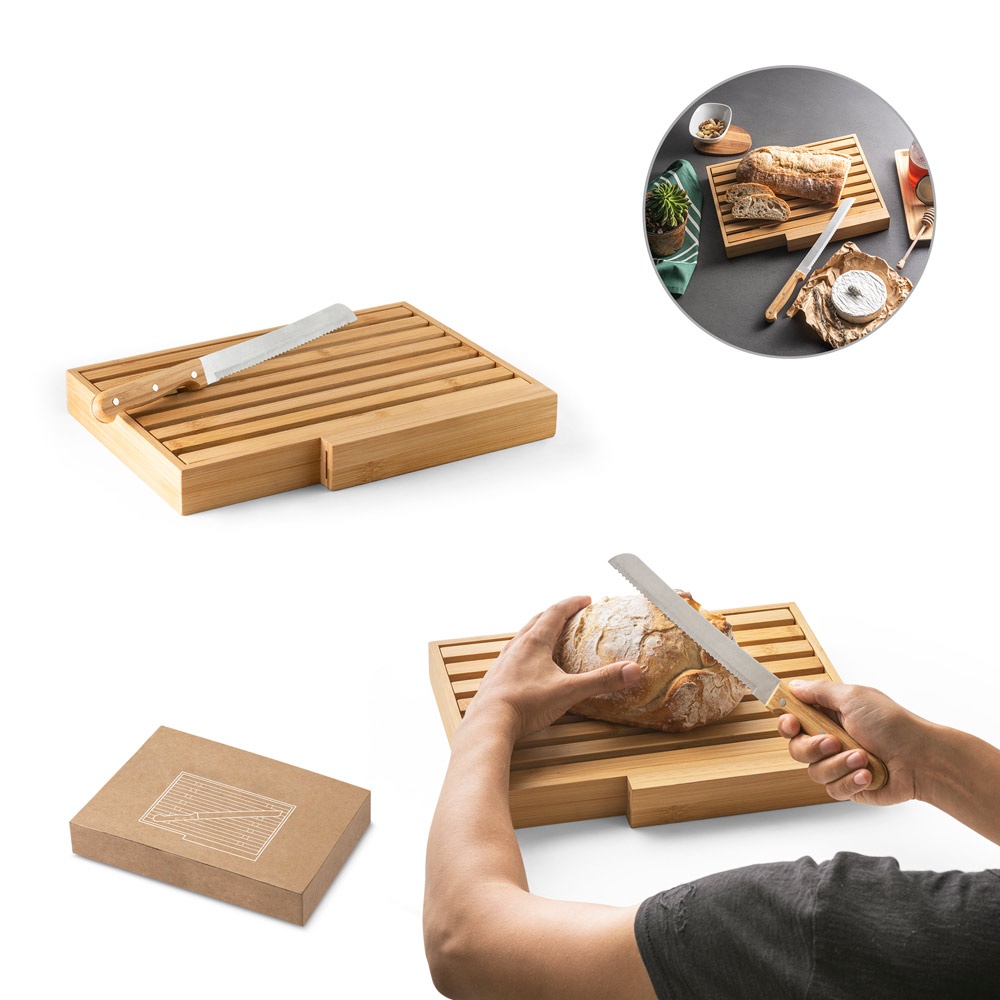 Passard. Tábua para Pão em Bambu com Faca em Aço Inox