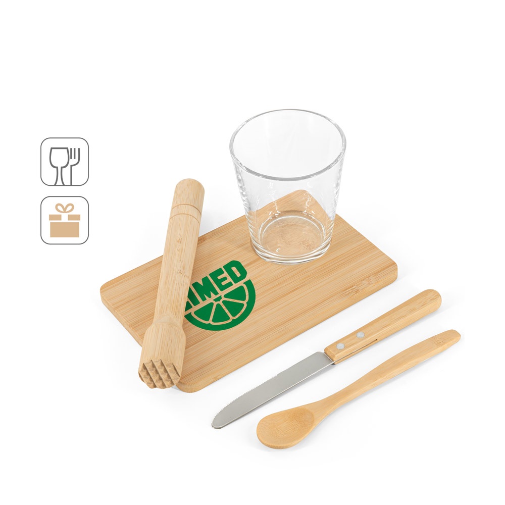 Kratena. Kit para Caipirinha com 5 Peças em Bambu