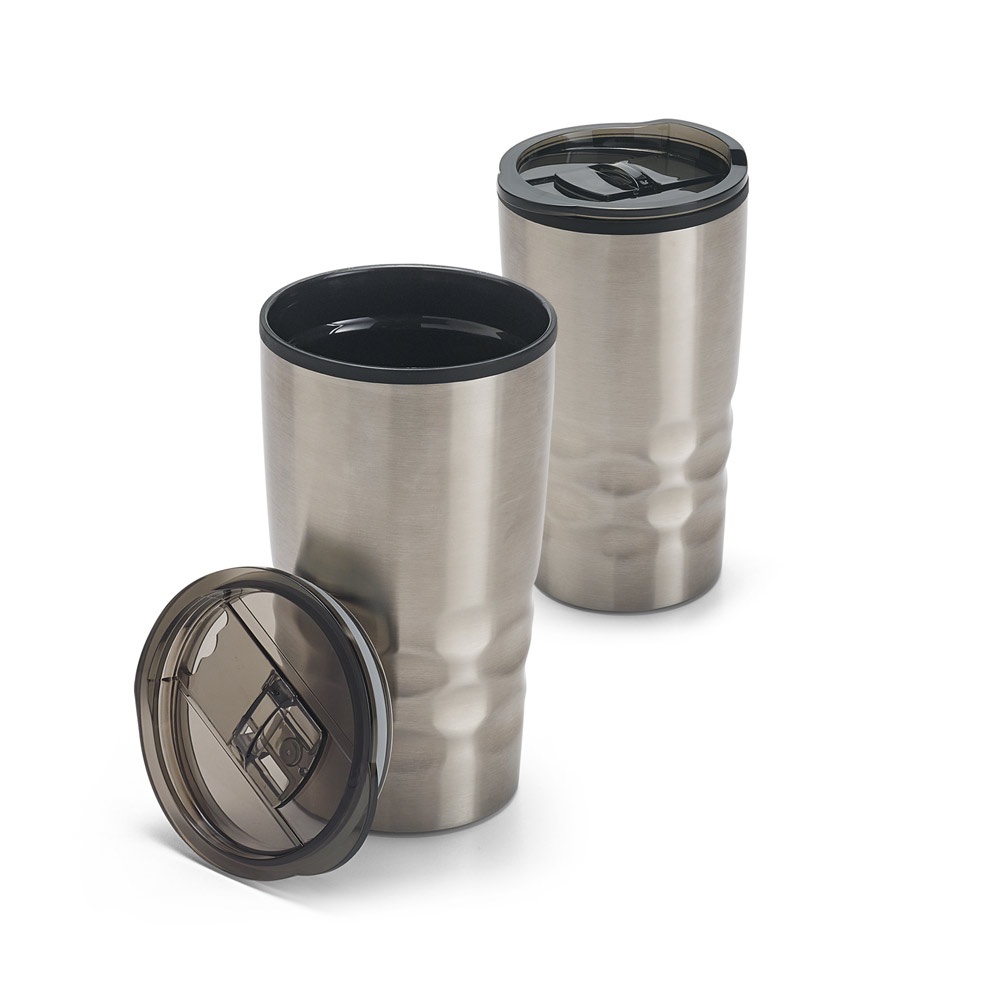 Hassi. Copo de Viagem em Aço Inox e Pp, Térmico com Parede Dupla Isolada a Ar (510 Ml)
