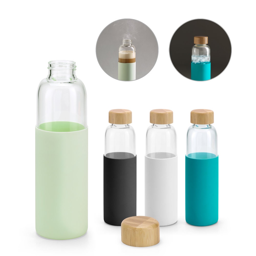 Dakar. Squeeze em Vidro Borossilicato com Tampa em Bambu (600 Ml)
