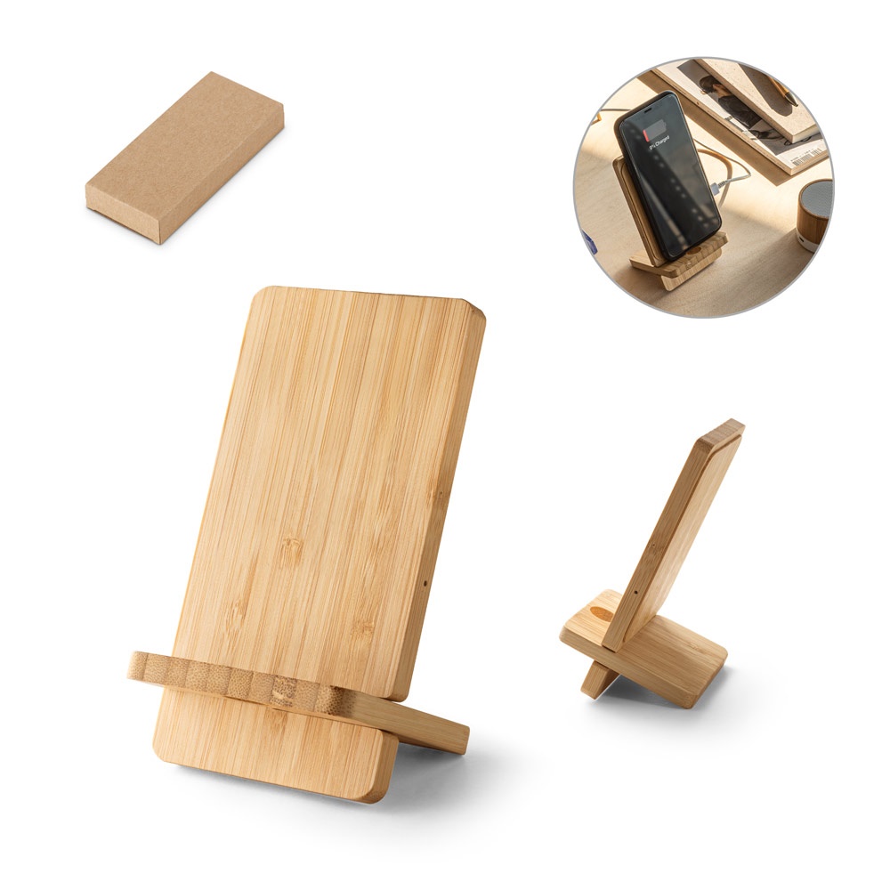 Lange. Carregador Por Indução Super-rápido e Suporte em Bambu para Smartphone (15 W)