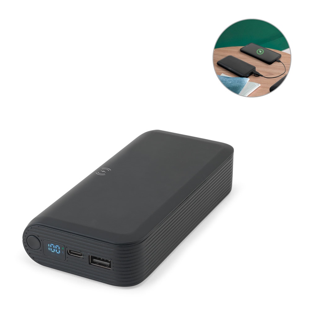 Becker 20. Bateria Portátil com Carregador Por Indução Super-rápido (20'000 Mah), em Abs 100% Reciclado