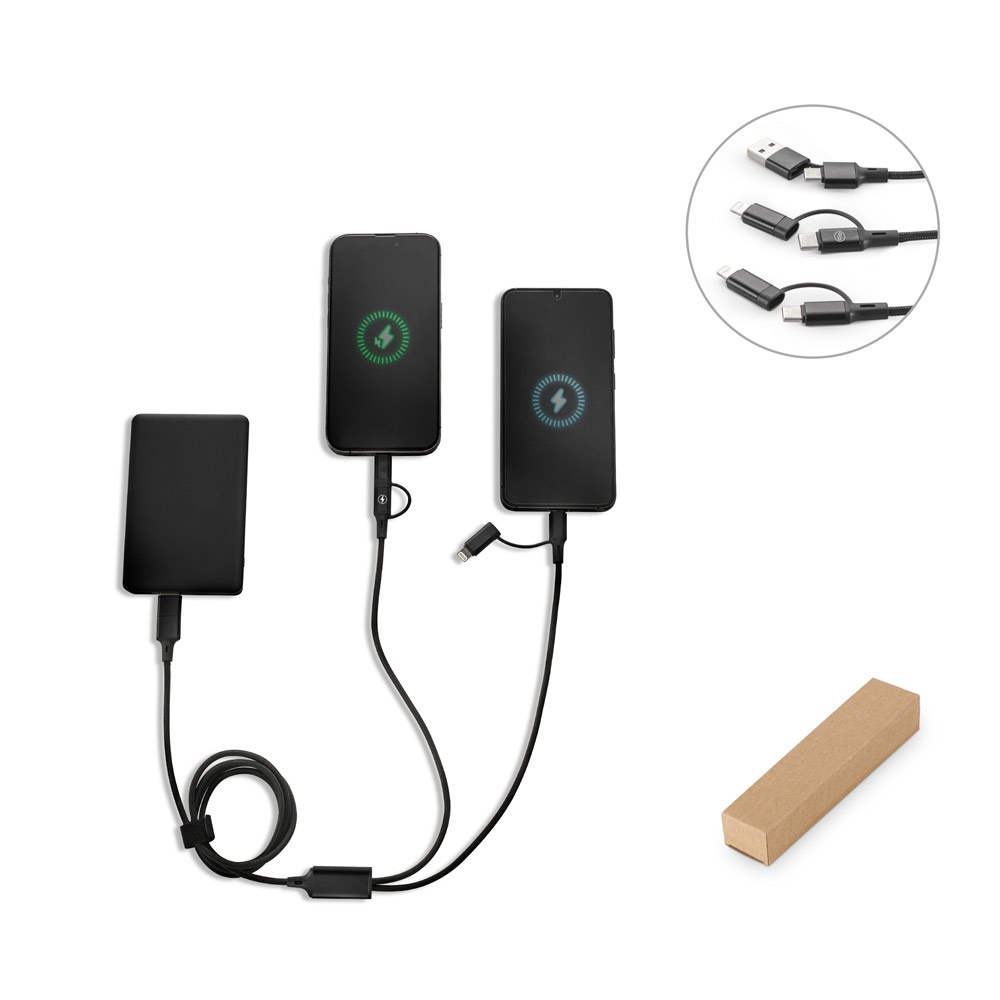 Bertozzi. Cabo Usb Super-rápido 6 em 1 em Alumínio 20% Reciclado e Pet 4% Reciclado