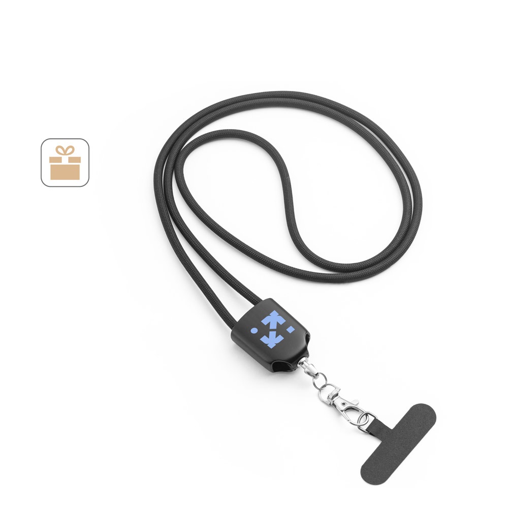 Zewail. Cordão Lanyard com Suporte para Celular Incluso, Cabo Usb-c e Diversos Adaptadores em Abs Reciclado e Tpe Reciclado