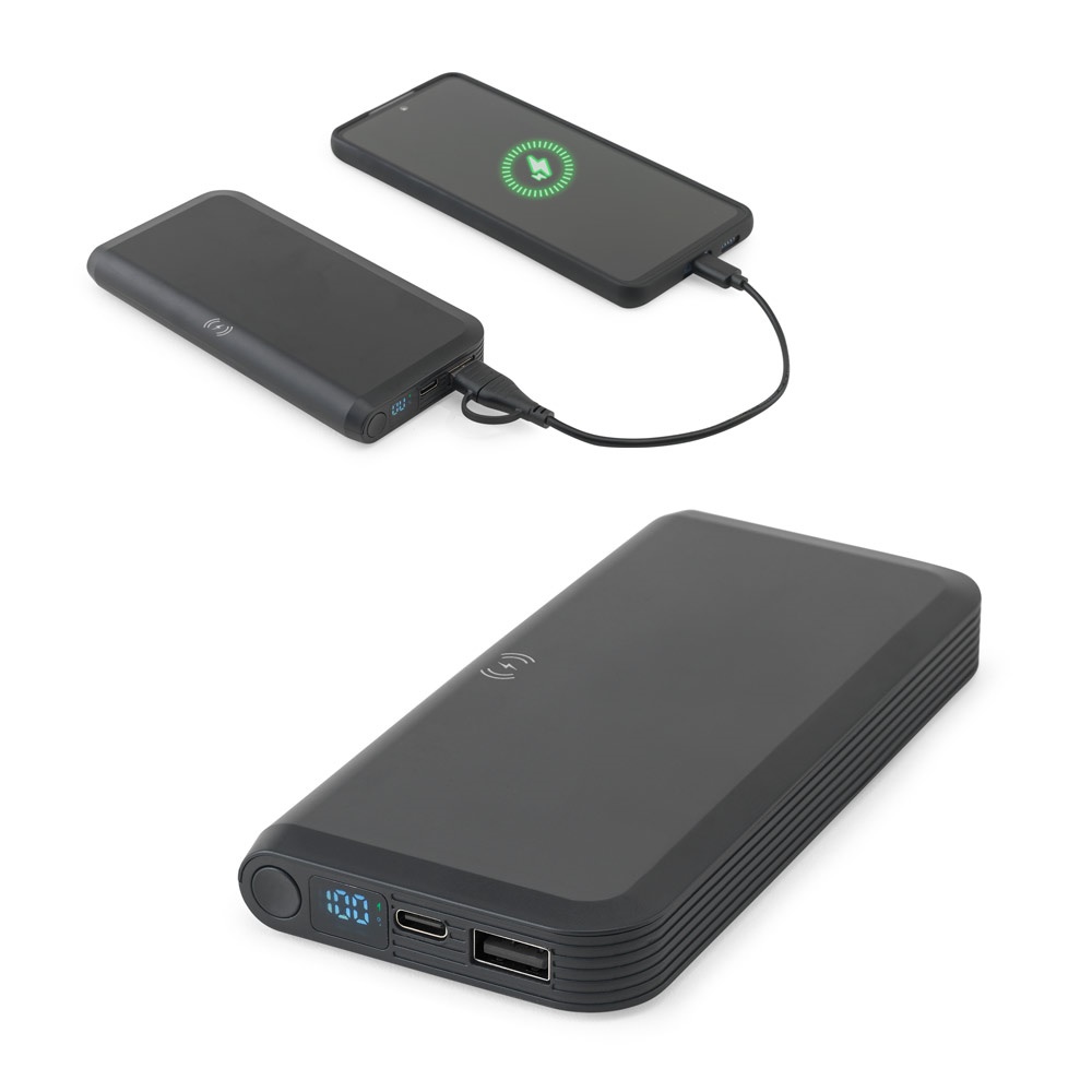 Becker 10. Bateria Portátil com Carregador Por Indução Super-rápido (10'000 Mah), em Abs 100% Reciclado