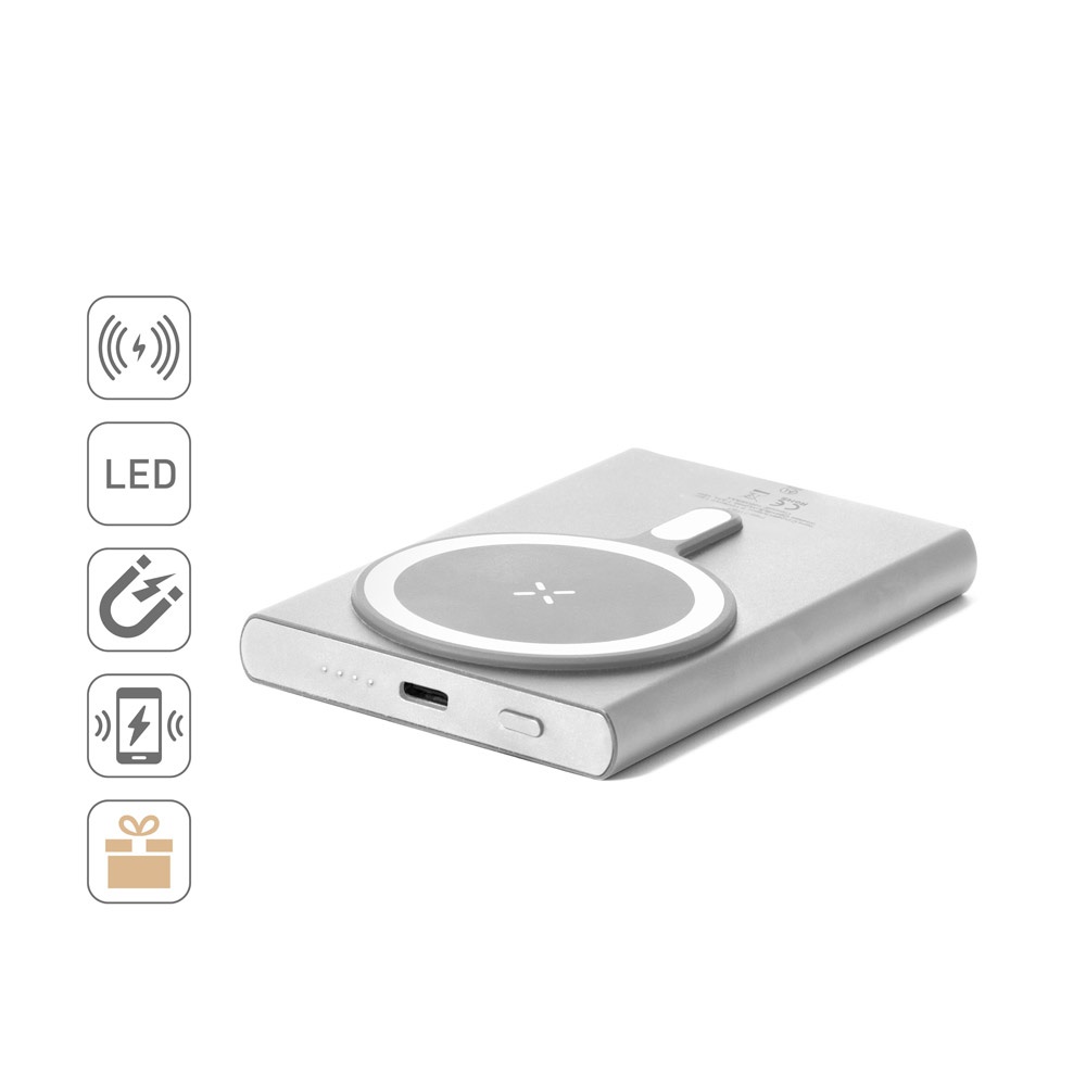 Wright 5. Bateria Portátil Magnética com Carregamento Super-rápido em Alumínio Reciclado e Abs Reciclado (5'000 Mah)