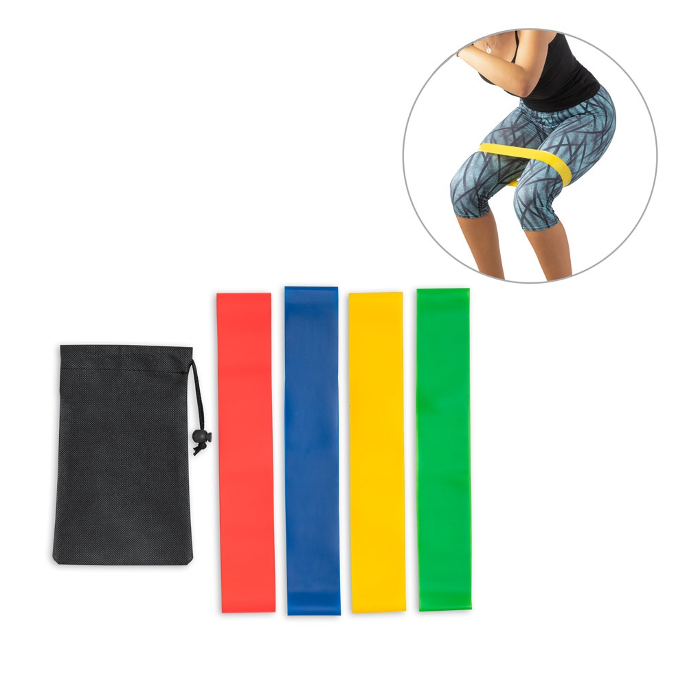 Burpee. Conjunto de 4 Bandas Elásticas de Ginástica com Bolsa de Non-woven